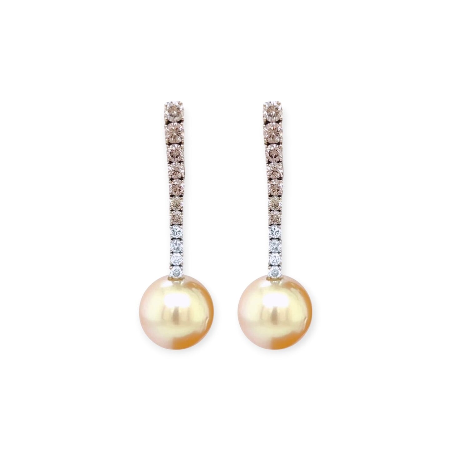 Golden South Sea Pearl Diamond Drop Earrings