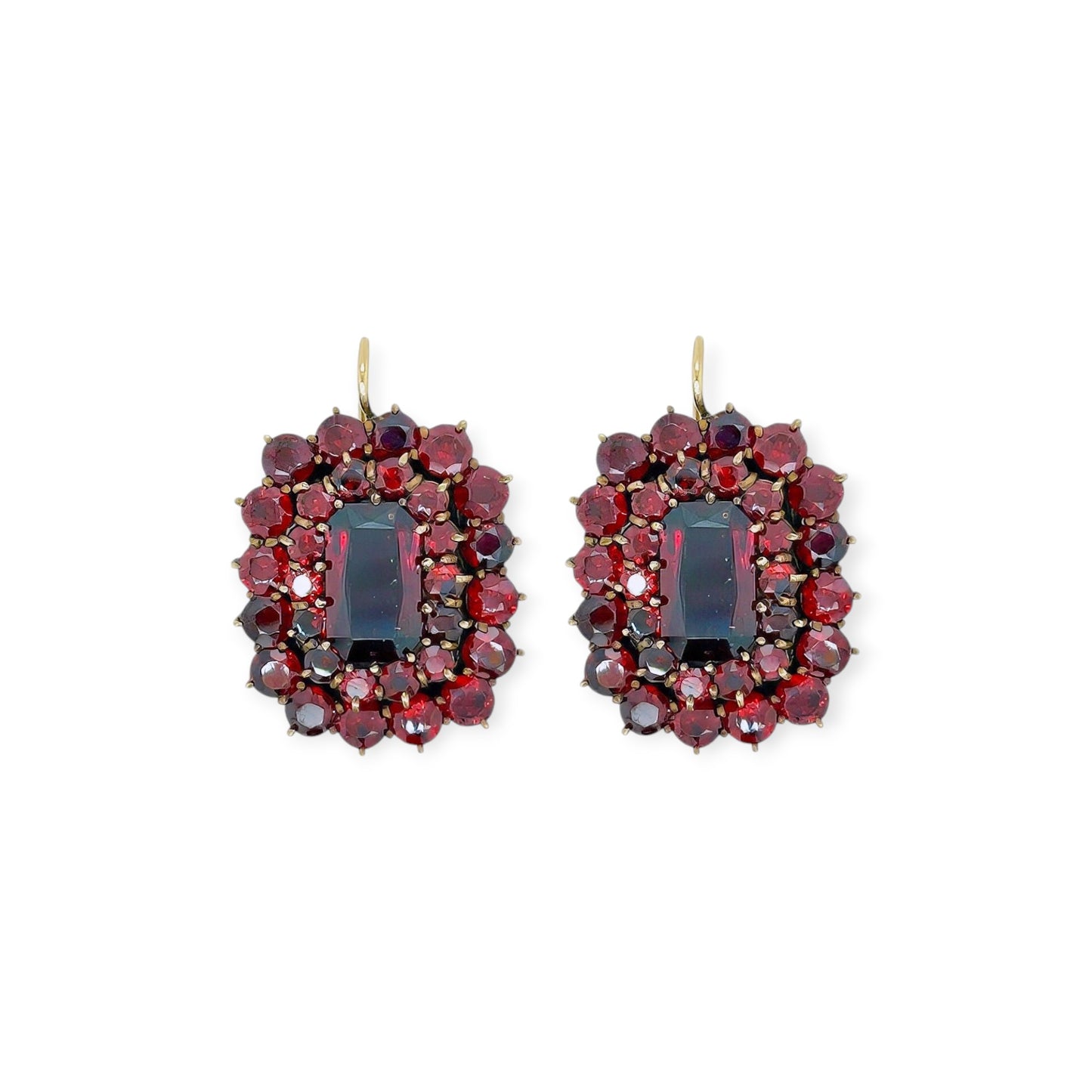 Antique Rectangular Garnet Earrings