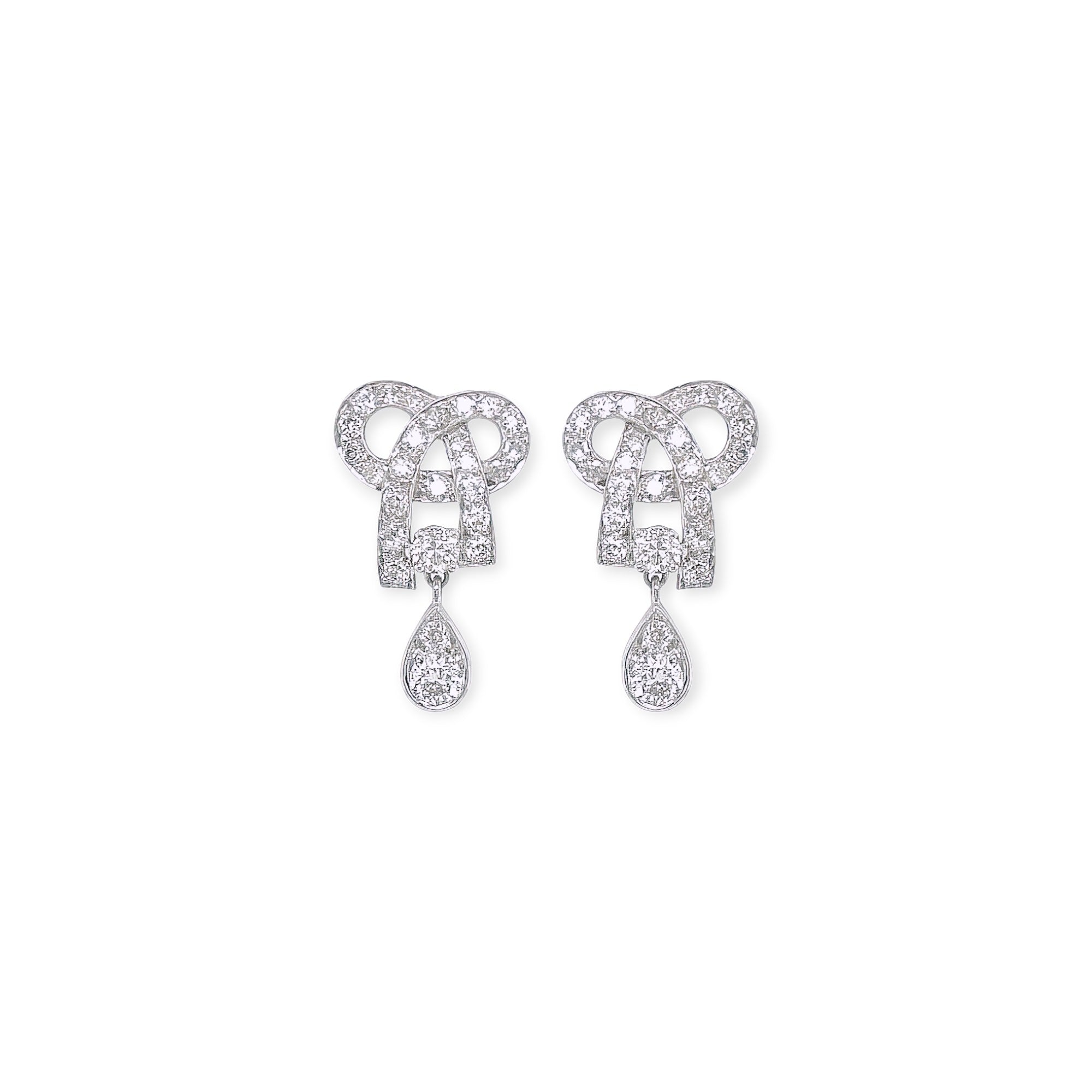 Platinum Diamond Bow Knot Earrings