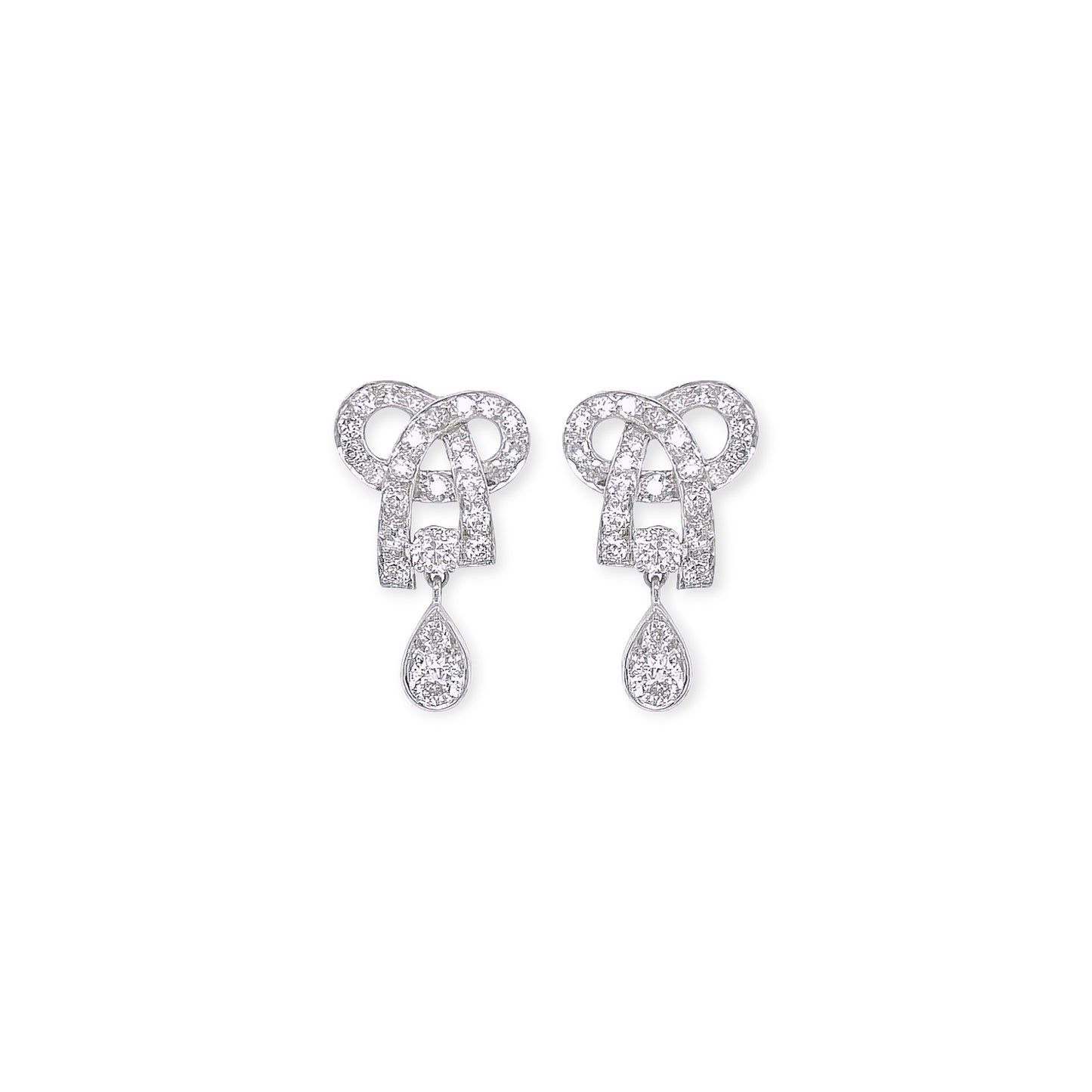 Platinum Diamond Bow Knot Earrings