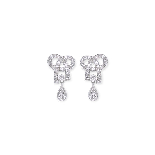 Platinum Diamond Bow Knot Earrings