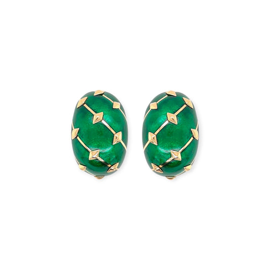 Tiffany Schlumberger Banana Green Enamel Earrings