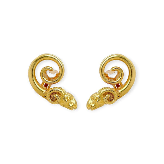 Lalaounis Gold Ram Head Earrings