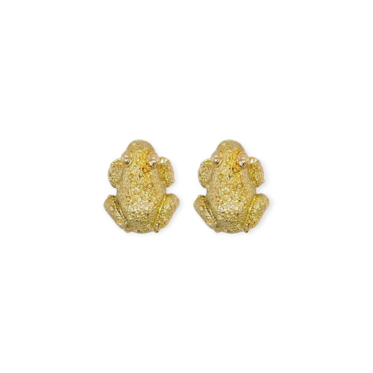 Textured Gold Frog Earrings