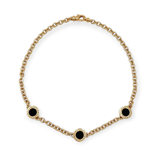 Bulgari Gold Black Onyx Disc Necklace