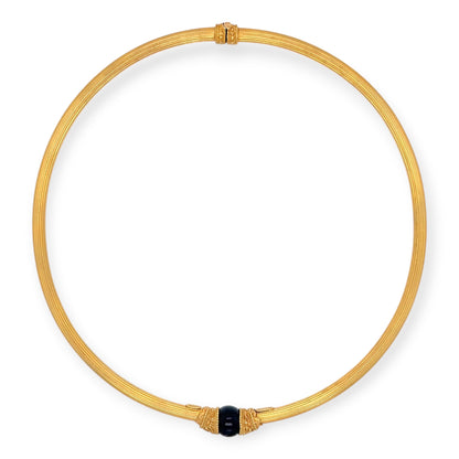 Lalaounis Textured Gold Black Onyx Collar Necklace