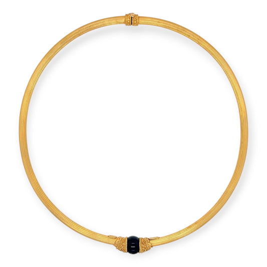 Lalaounis Textured Gold Black Onyx Collar Necklace