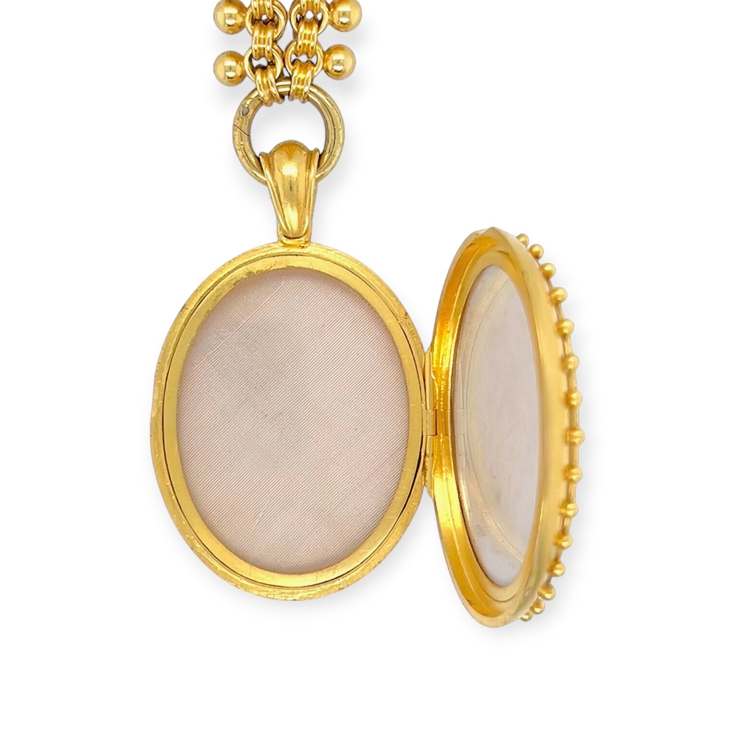 Victorian Gold Oval Locket Fancy Link Pendant Necklace