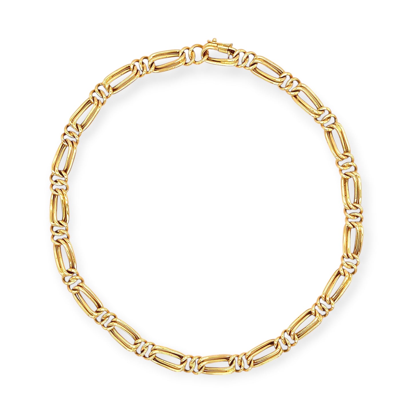 Gold Figaro Chain Double Link Necklace