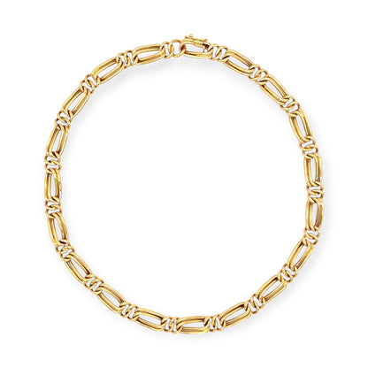 Gold Figaro Chain Double Link Necklace