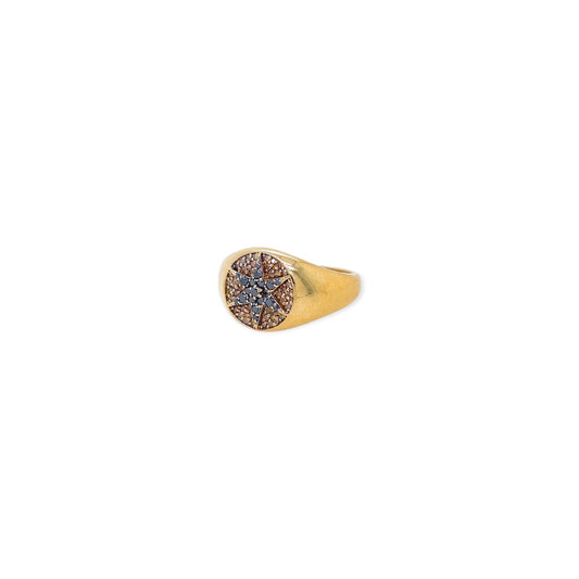 Gold Brown Diamond Star Ring