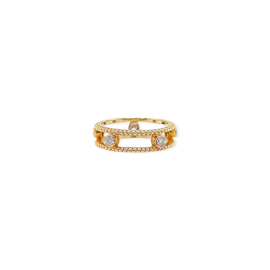 Open Textured Gold Diamond Ring