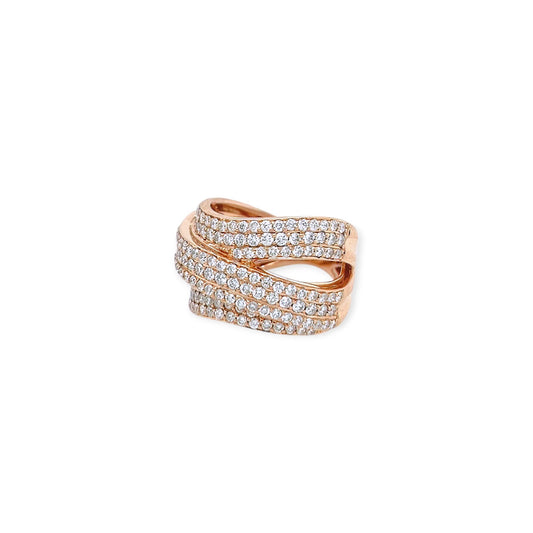 Sofer Rose Gold Diamond Wave Triple Band Ring