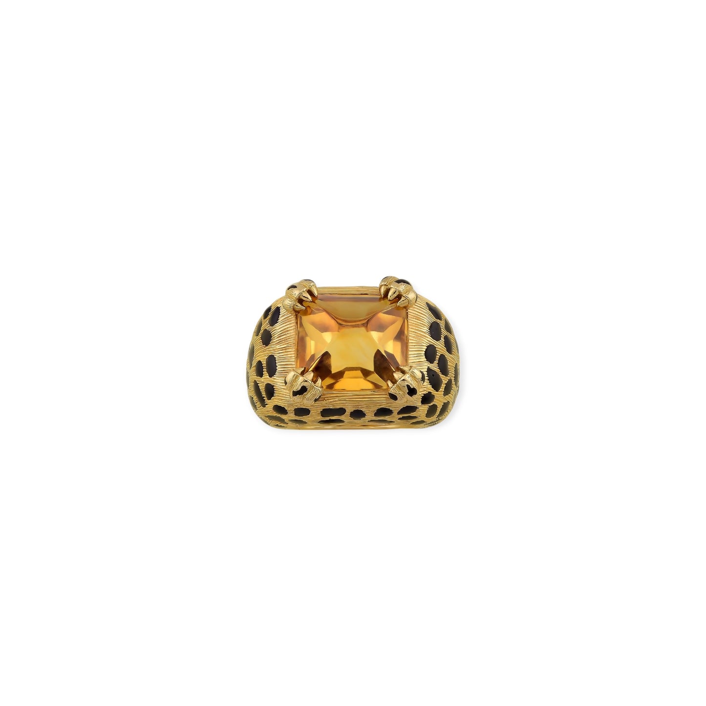 Dior Gold Citrine Enamel Cheetah Spot Ring