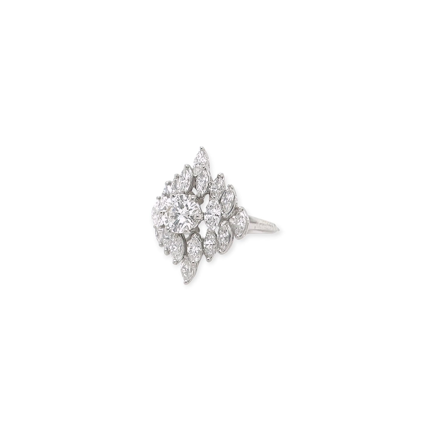 Platinum Diamond Navette Shaped Ring