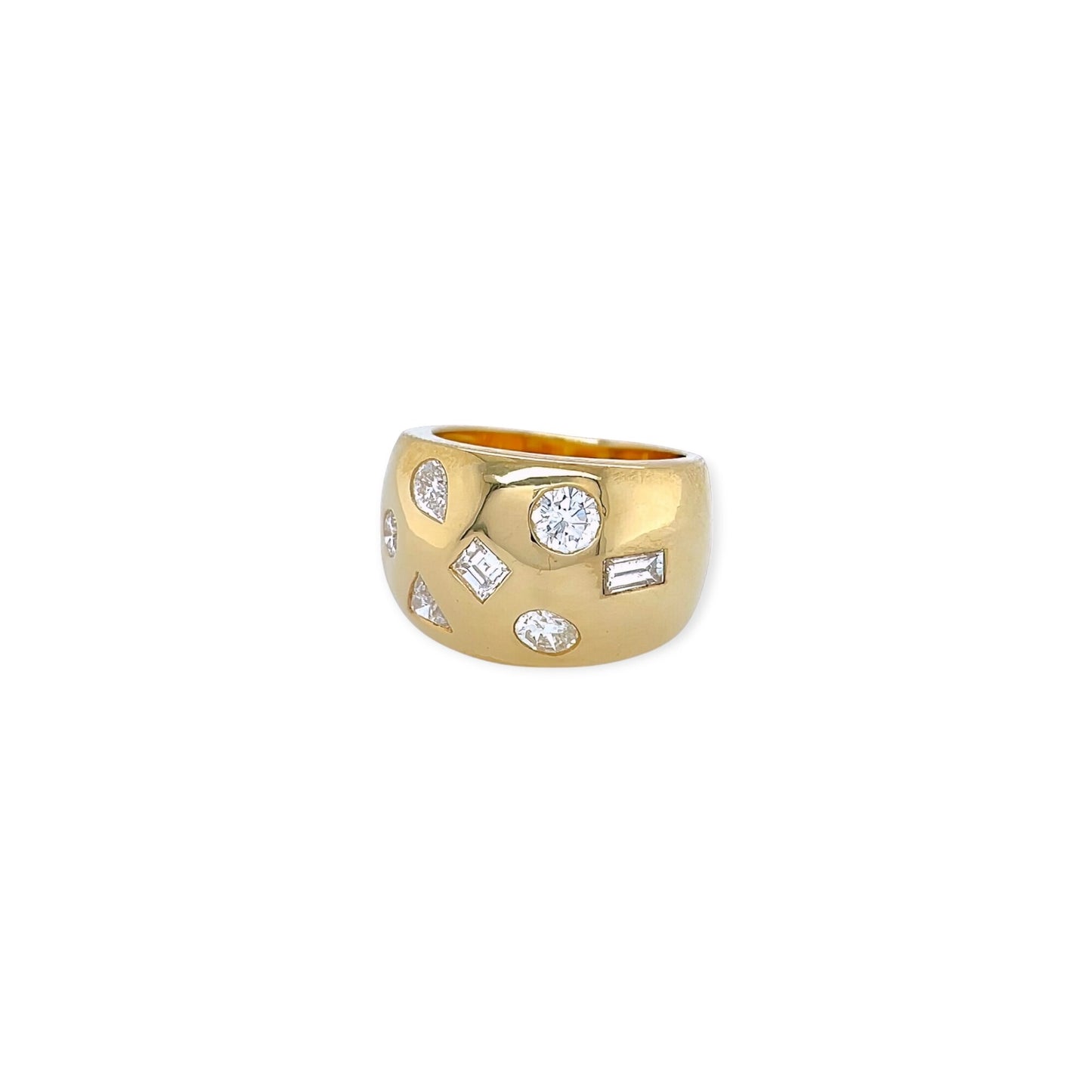 Wide Gold Diamond Band Ring