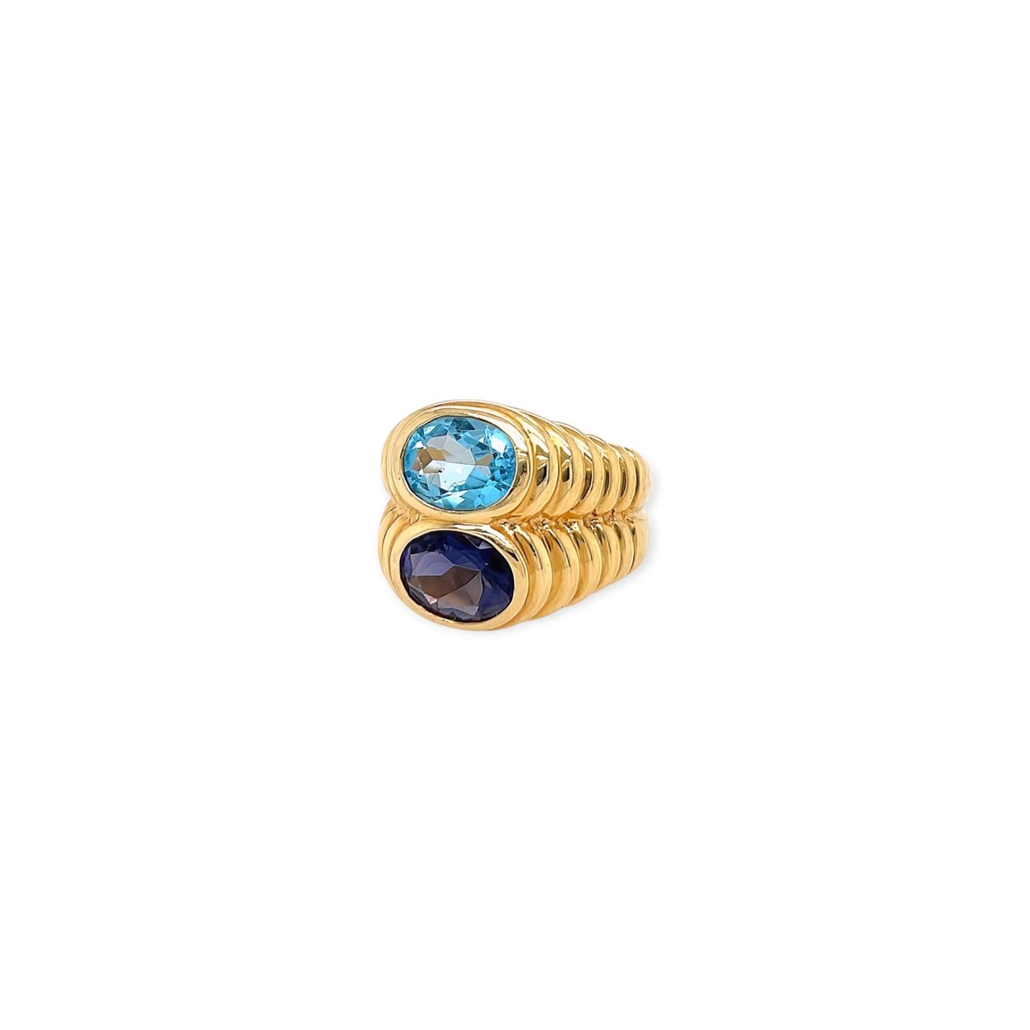 Bulgari Doppio Gold Blue Topaz Iolite Ring