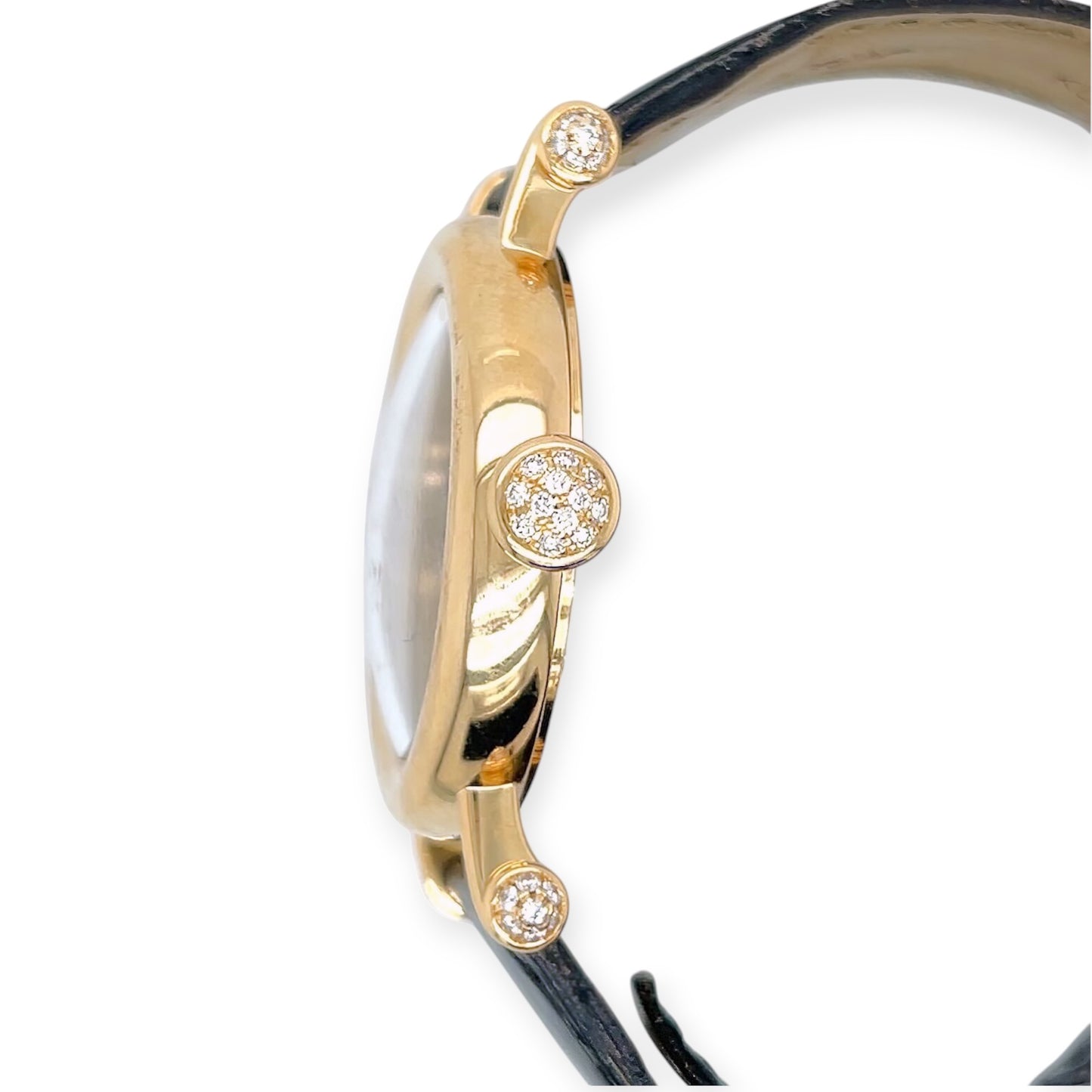 Cartier Diabolo Gold Diamond Crocodile Leather Strap Watch