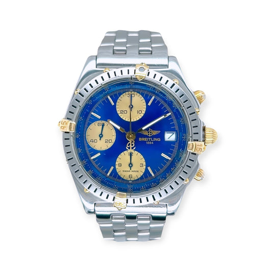 Breitling Windrider Stainless Steel Gold Blue Dial Watch