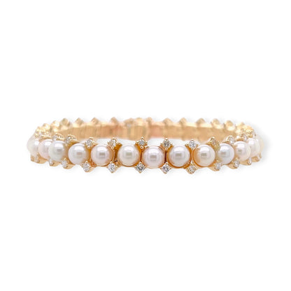 Pearl Diamond Gold Bracelet