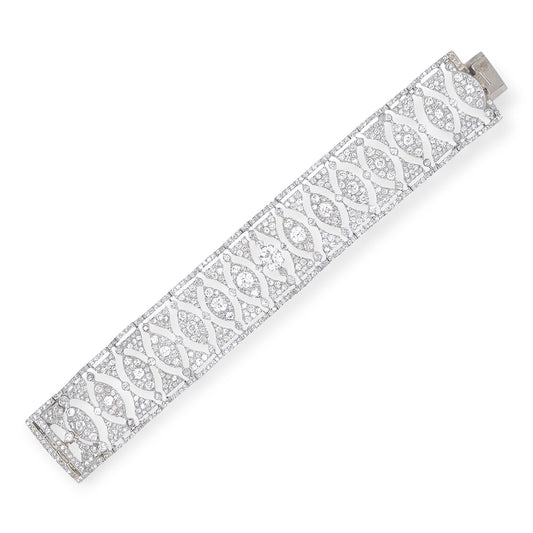 Platinum Diamond Lozenge Shaped Link Bracelet