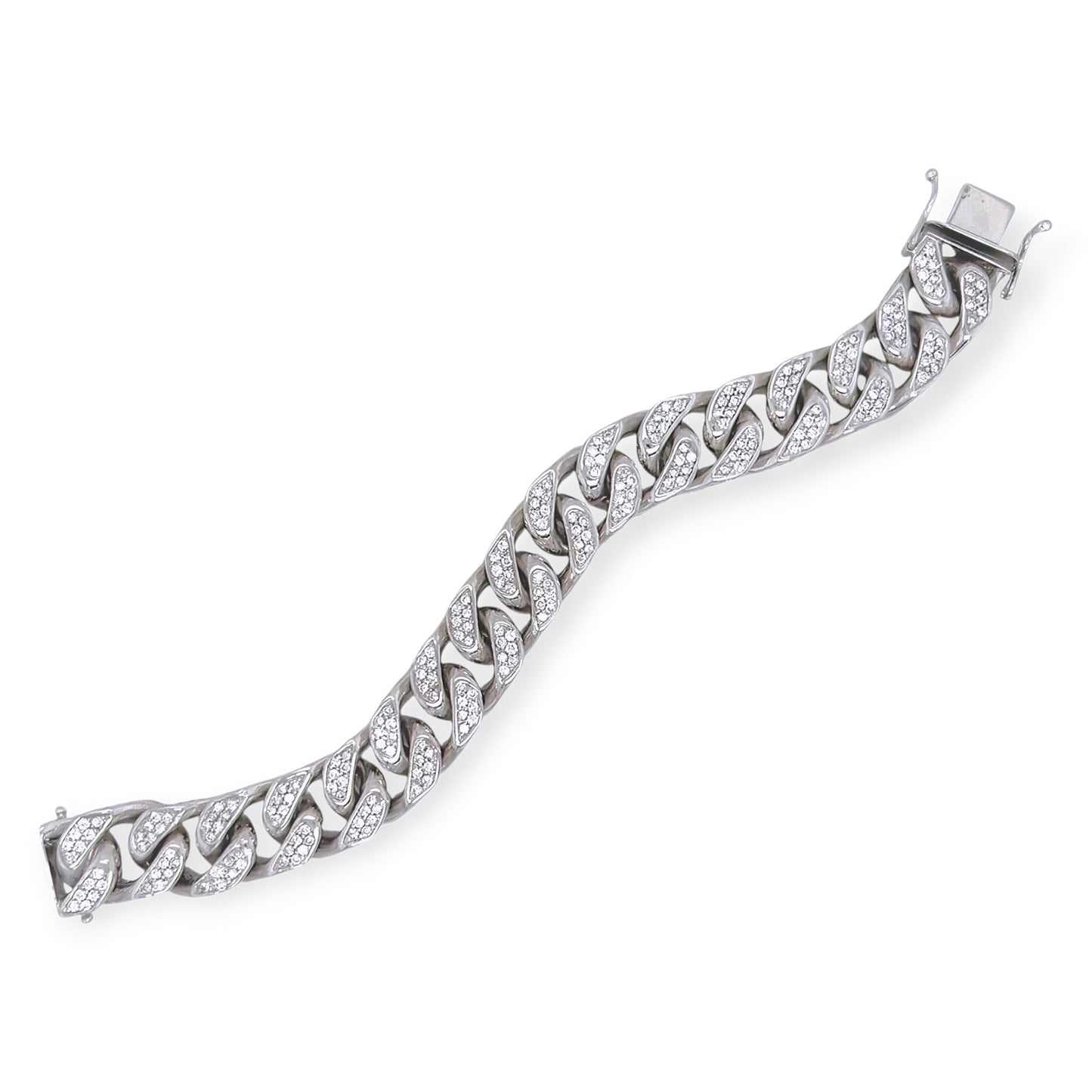 White Gold Diamond Curb Link Bracelet