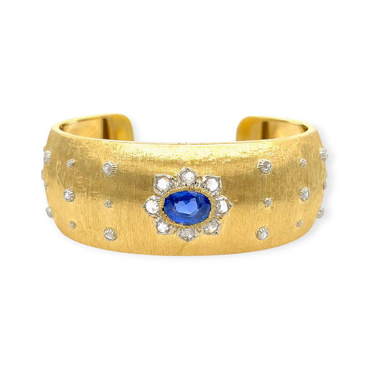 Buccellati Gold Sapphire Diamond Cuff Bracelet