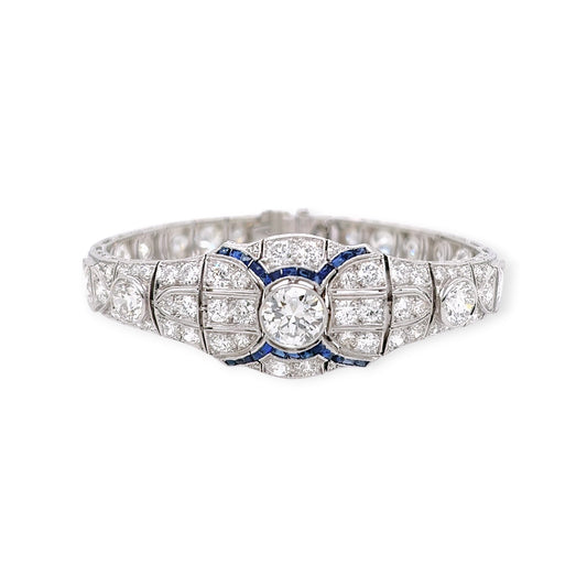 Art Deco Sapphire Diamond Platinum Bracelet