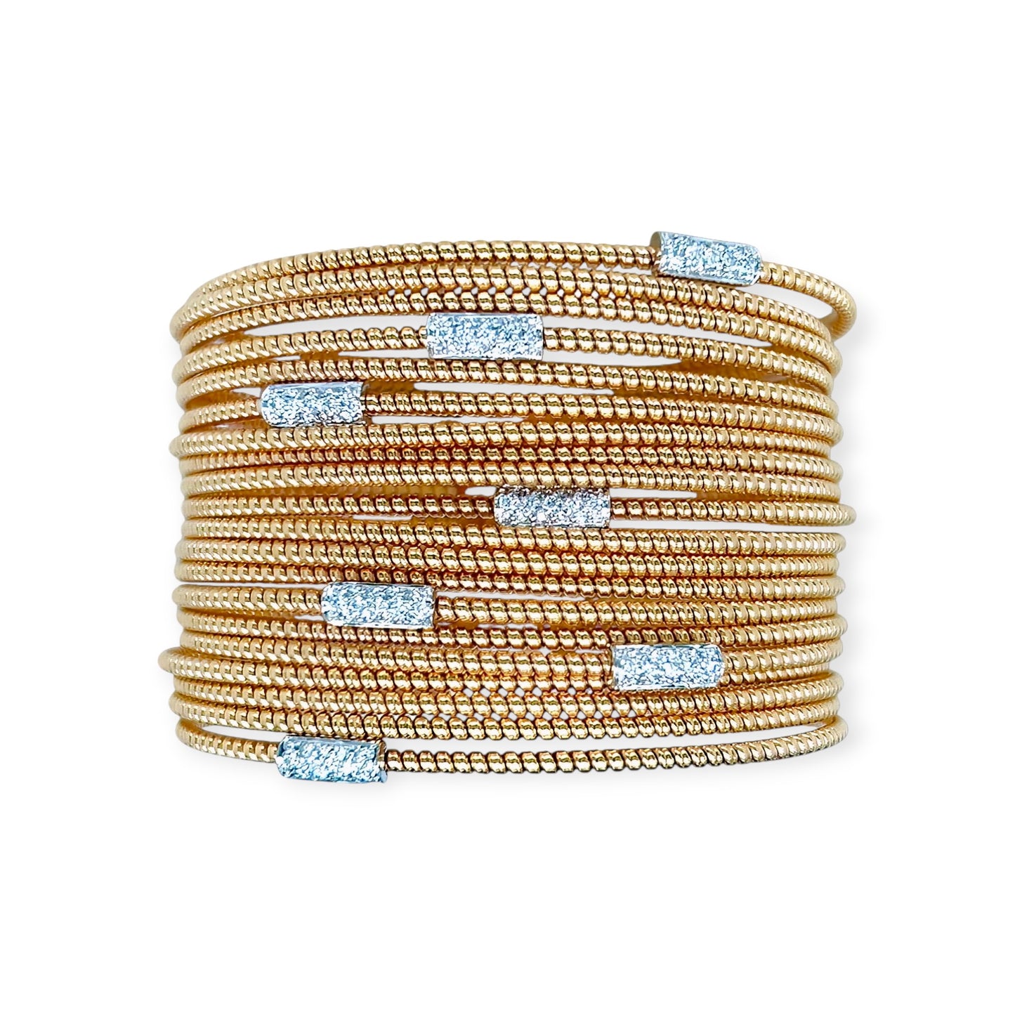 Wide Gold Diamond Twisted Band Bracelet