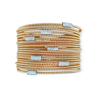 Wide Gold Diamond Twisted Band Bracelet