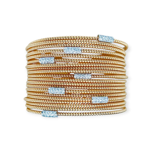 Wide Gold Diamond Twisted Band Bracelet