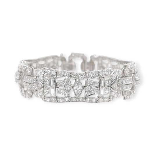 Art Deco Geometric Platinum Diamond Bracelet