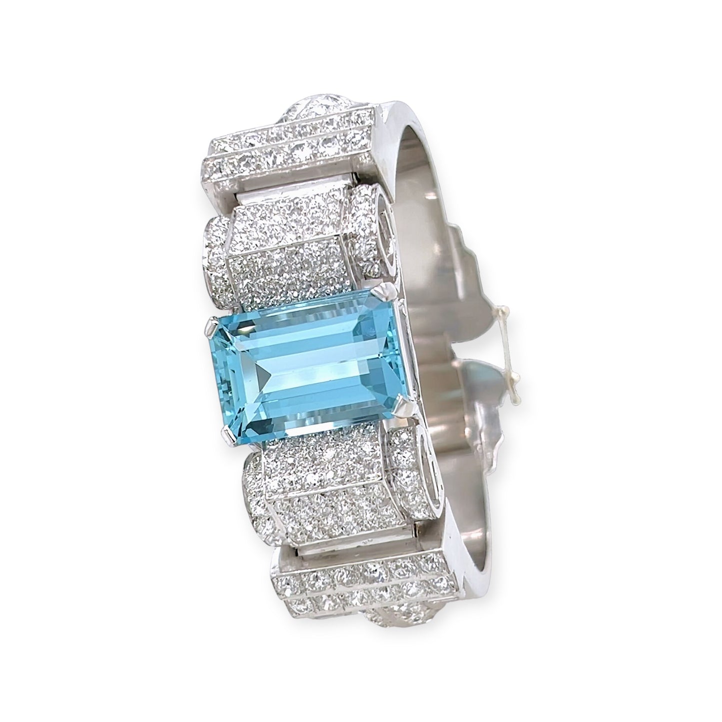 1950s Aquamarine Diamond Platinum Bracelet