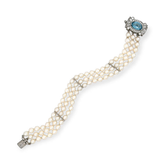 Raymond Yard Pearl Aquamarine Diamond Bracelet