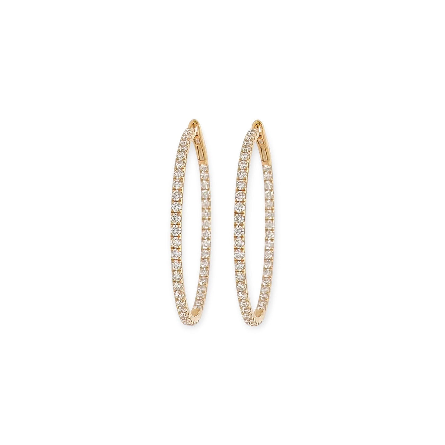 Large Gold Diamond In and Out Hoop Earrings
