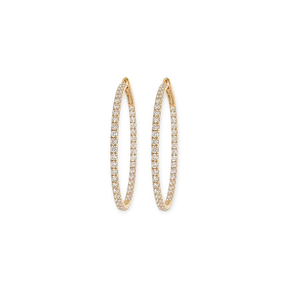 Large Gold Diamond In and Out Hoop Earrings