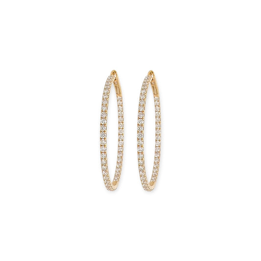Large Gold Diamond In and Out Hoop Earrings