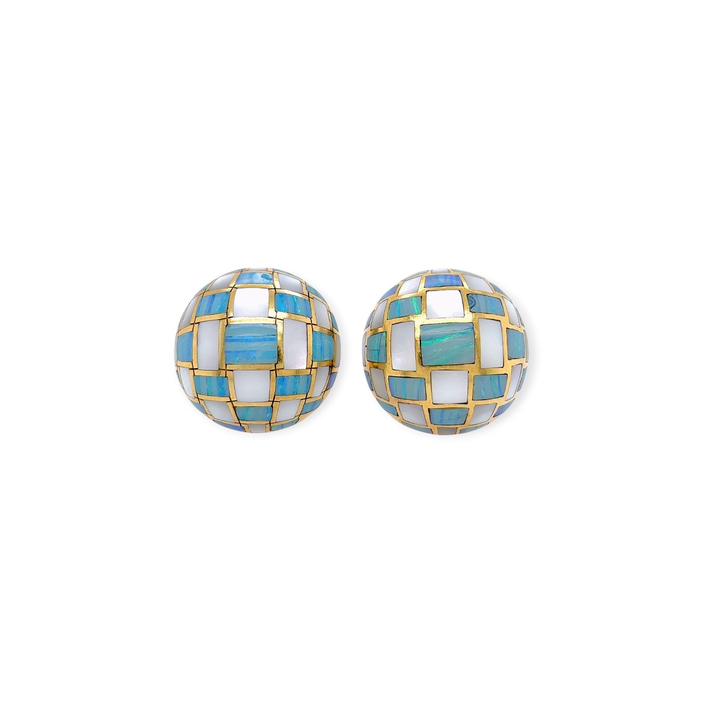 Tiffany Cummings Mother of Pearl Opal Checkerboard Earrings