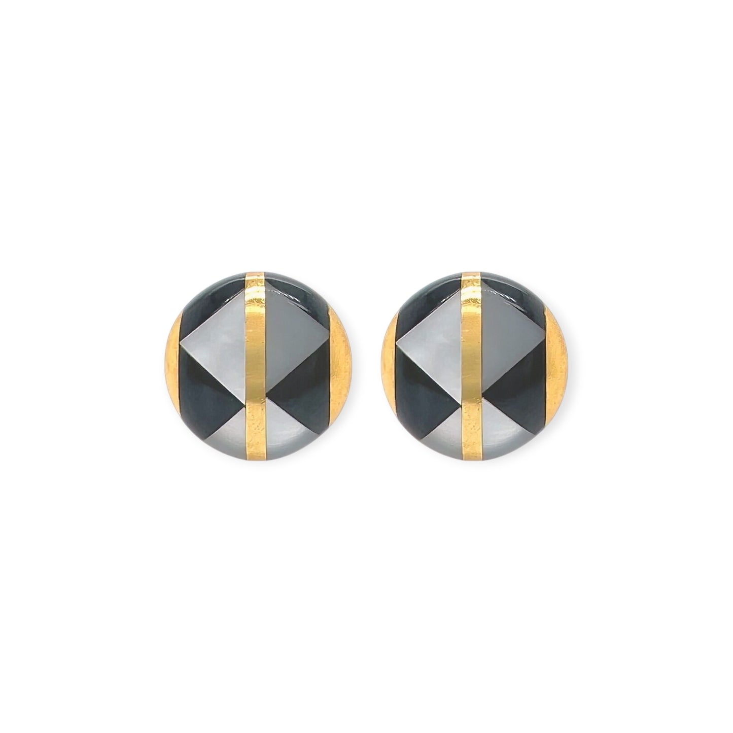 Tiffany Mother of Pearl Black Onyx Disc Earrings