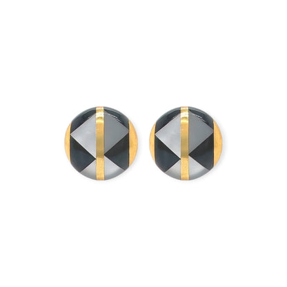 Tiffany Mother of Pearl Black Onyx Disc Earrings