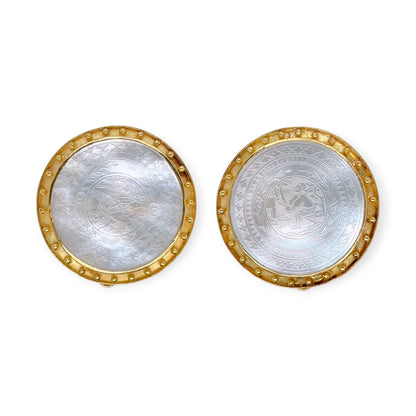 Elizabeth Locke Chinese Mother-of-Pearl Disc Earrings