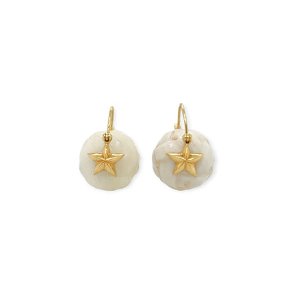Verdura Gold Star White Jade Earrings