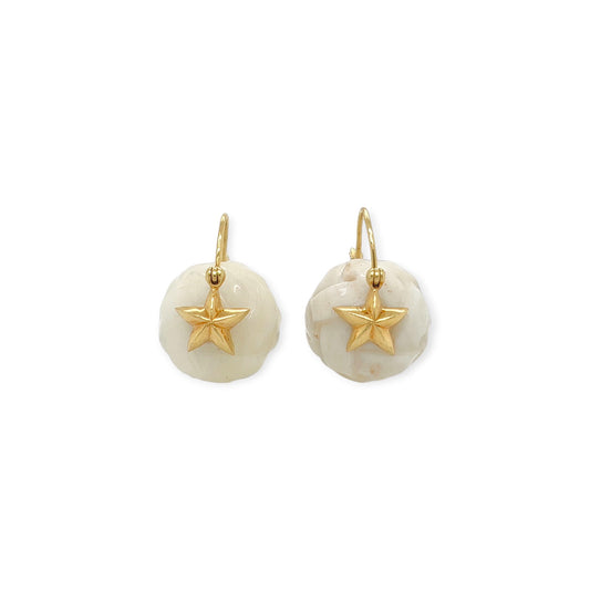 Verdura Gold Star White Jade Earrings