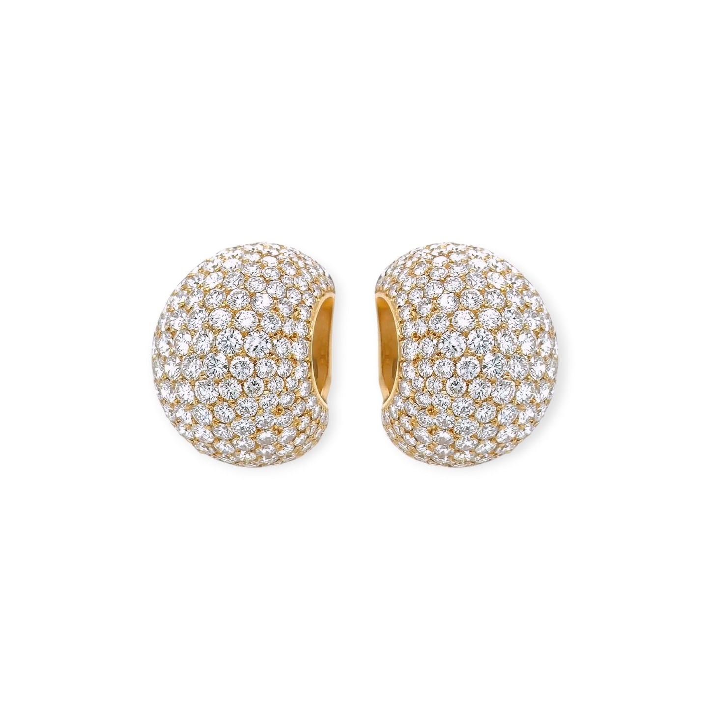 Cartier Gold Diamond Bombe Half Hoop Earrings