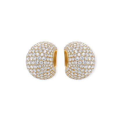 Cartier Gold Diamond Bombe Half Hoop Earrings