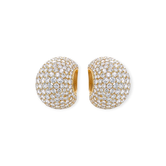Cartier Gold Diamond Bombe Half Hoop Earrings
