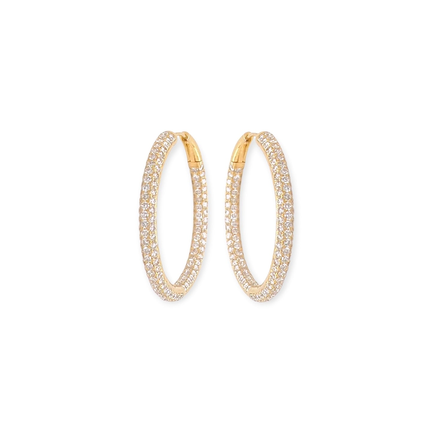 Medium Gold Diamond Hoop Earrings