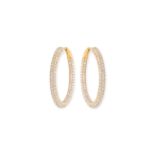 Medium Gold Diamond Hoop Earrings