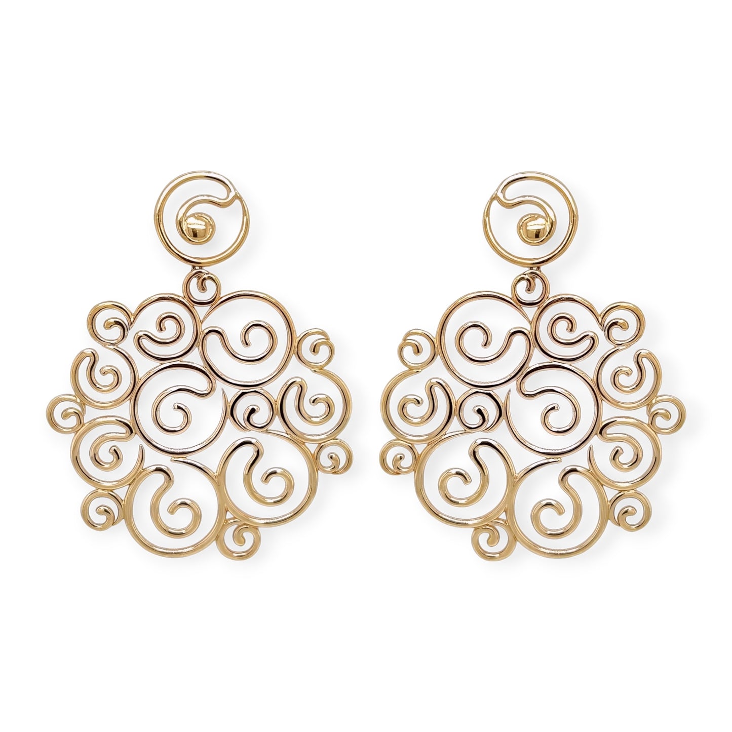 Gold Curlicue Drop Earrings