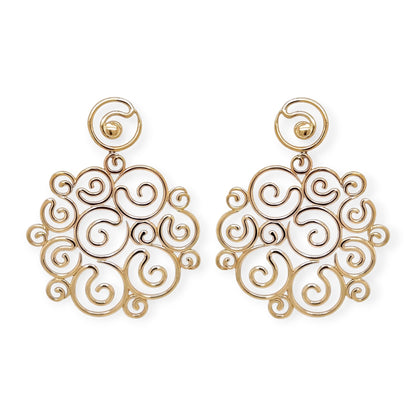 Gold Curlicue Drop Earrings